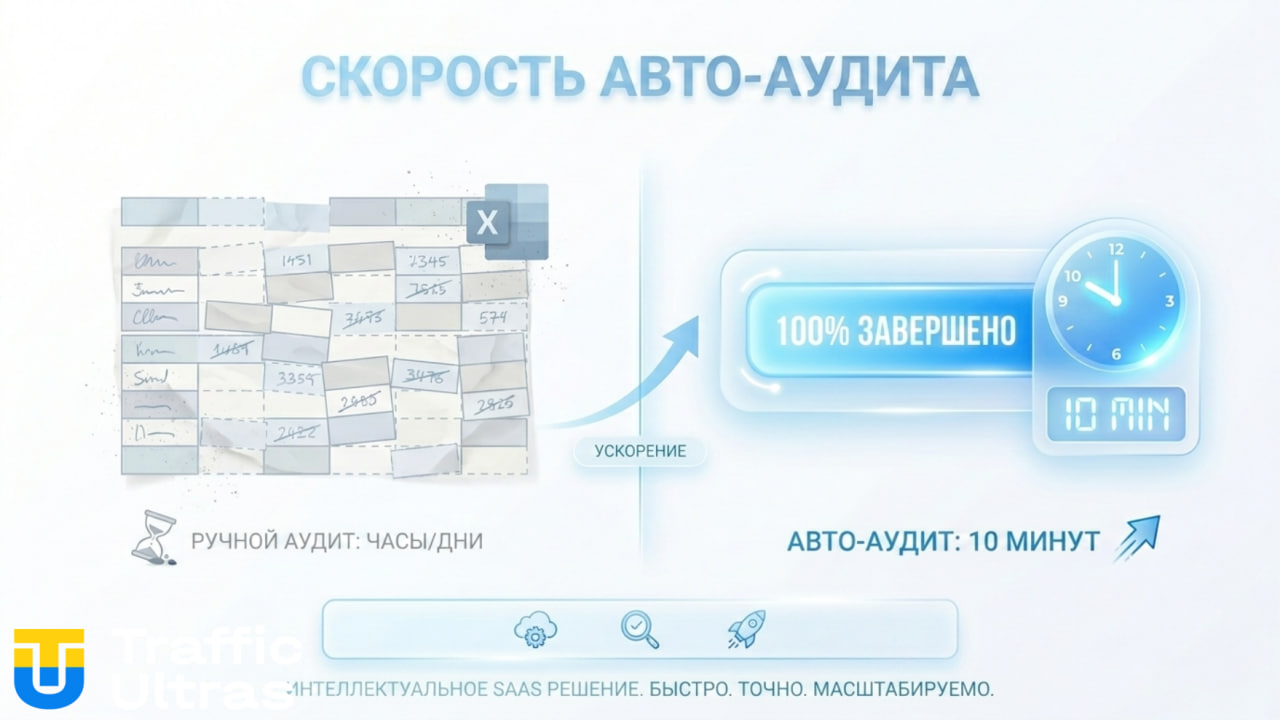  Сравнение скорости ручного и автоматического маркетингового аудита.