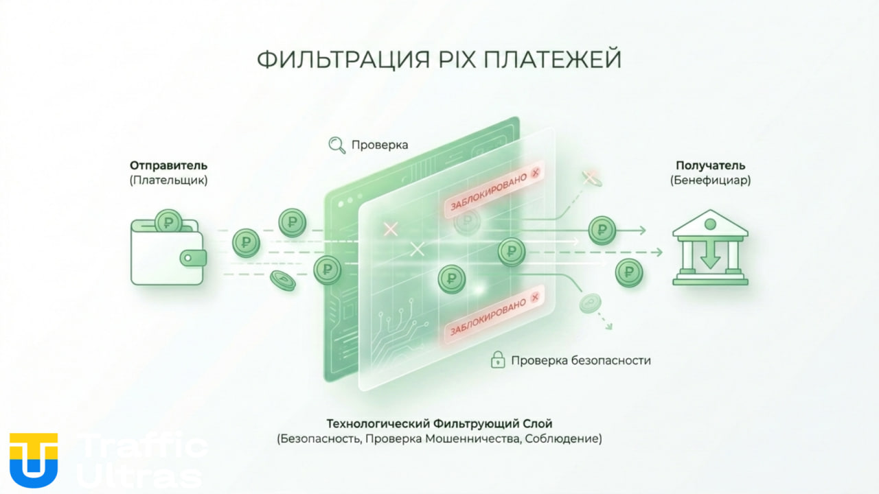 Схема блокировки платежей через PIX в Бразилии для гемблинга.