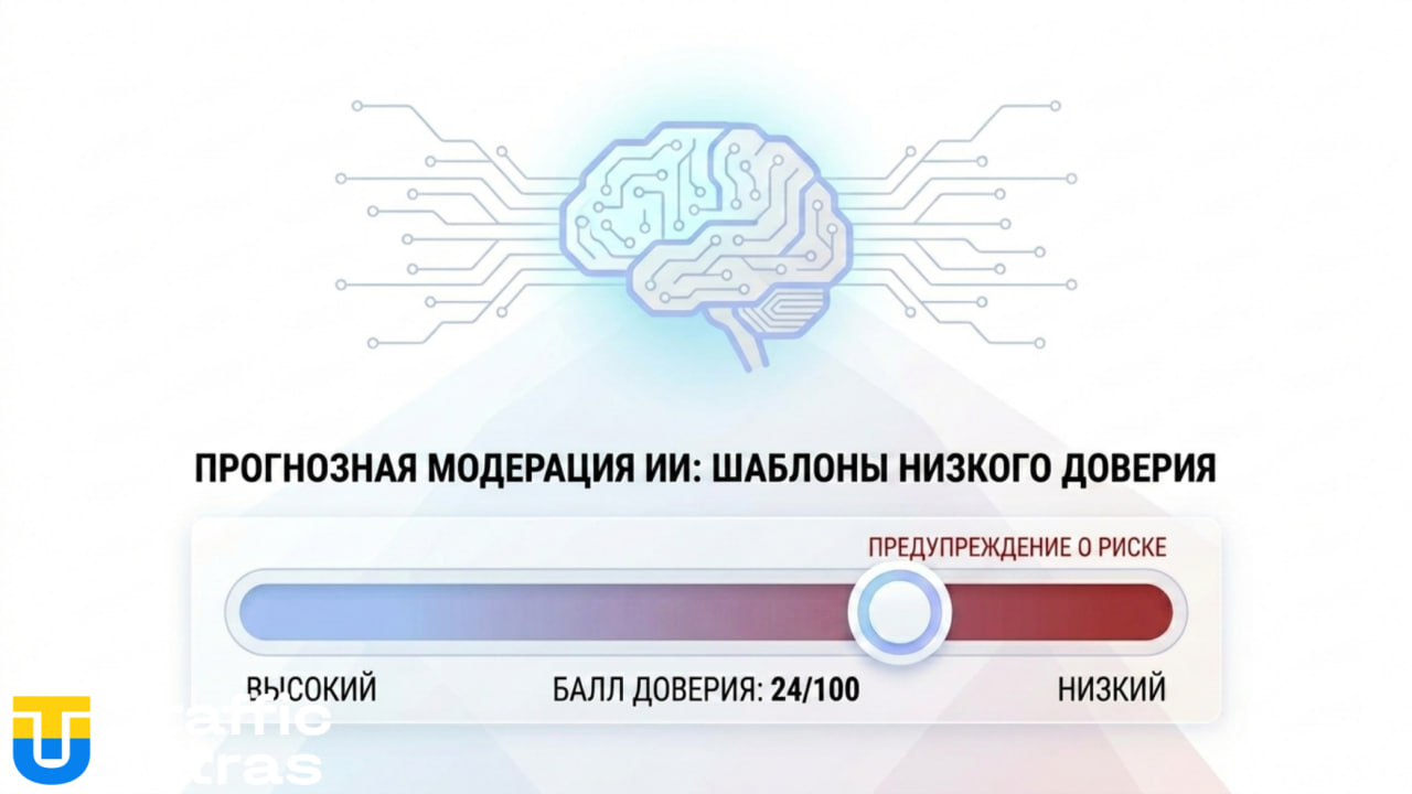 Схема работы ИИ-модерации TikTok Shop 2026, предиктивный анализ.