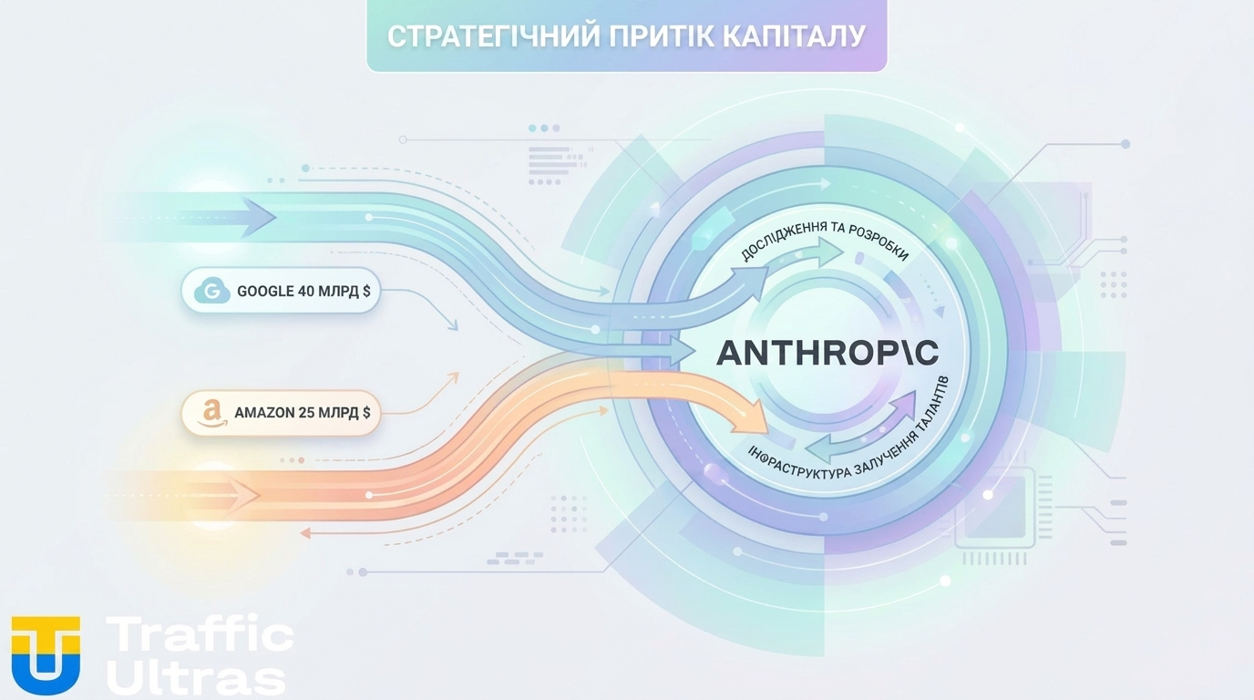 Схема інвестицій Google та Amazon в Anthropic.