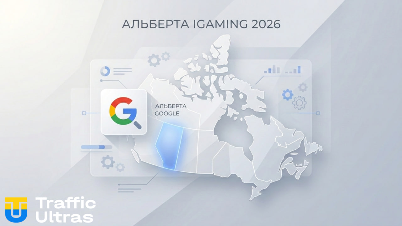 Карта Альберты и логотип Google Ads iGaming 2026.
