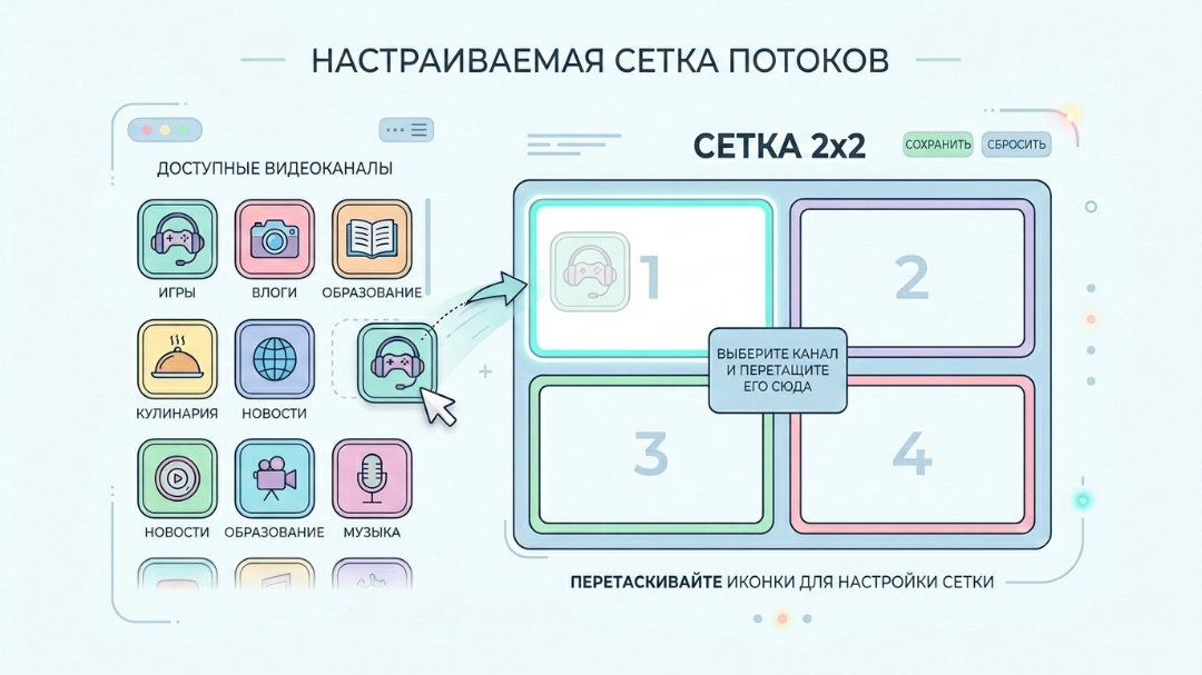  Кастомизация сетки стримов в YouTube Multiview