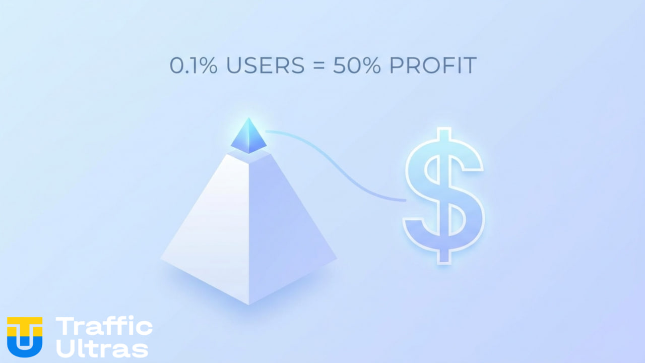 Инфографика распределения прибыли на Polymarket: 0.1% против 99%.