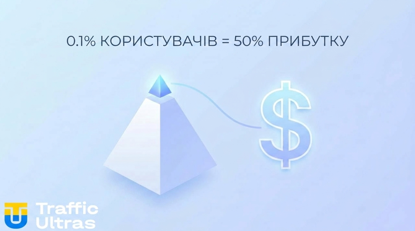 Інфографіка розподілу прибутку на Polymarket: 0.1% проти 99%.