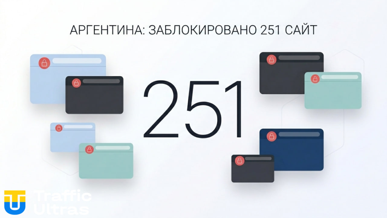 Инфографика блокировки 251 нелегального сайта в Аргентине.