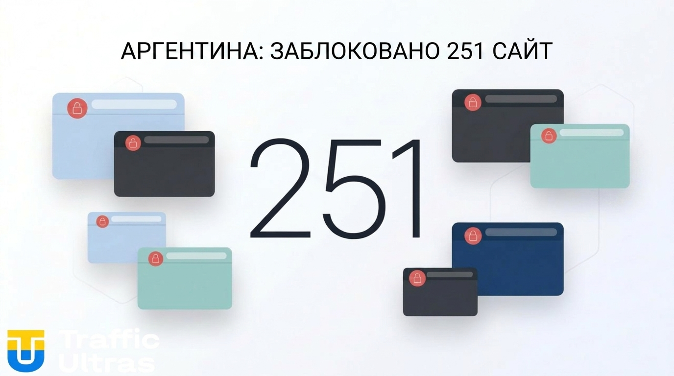 Інфографіка блокування 251 нелегального сайту в Аргентині.