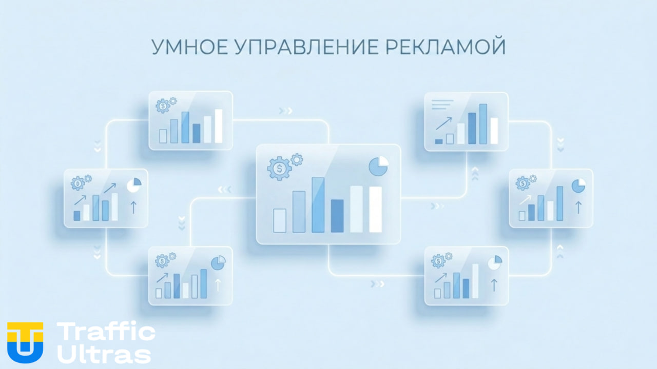 Инфографика управления рекламным бюджетом Facebook с помощью ИИ.