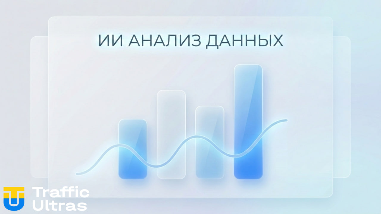 Минималистичный график и иконка микрофона, символизирующие ИИ-аналитику.