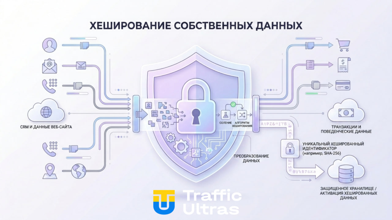 Процесс хеширования персональных данных для Google Ads.