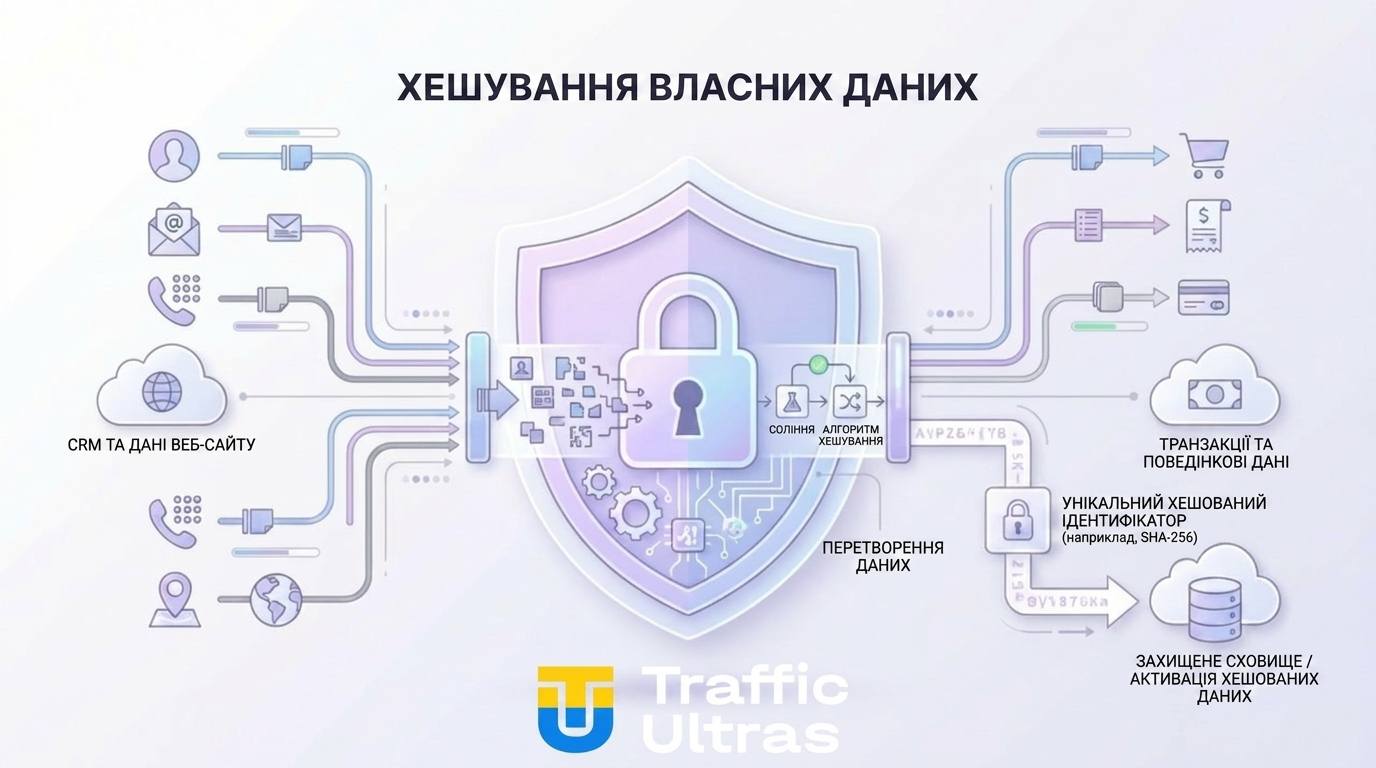  Процес хешування персональних даних для Google Ads.