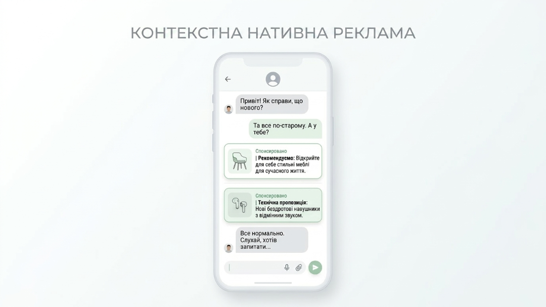 Приклад нативної реклами в діалозі ChatGPT