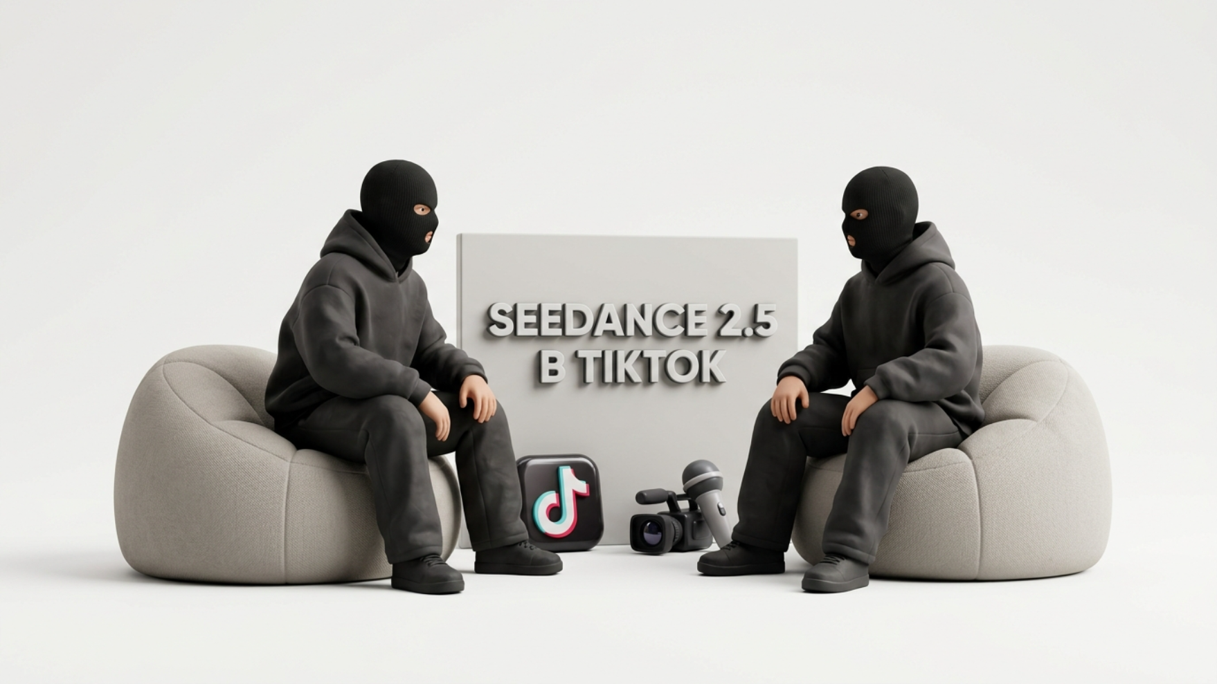 3D иллюстрация обновлений нейросети Seedance 2.5 в TikTok Symphony