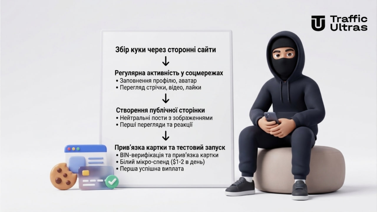 Покрокова схема прогріву акаунтів в арбітражі трафіку: нагулювання кукі, соціальна активність, Fan Page та прив’язка картки