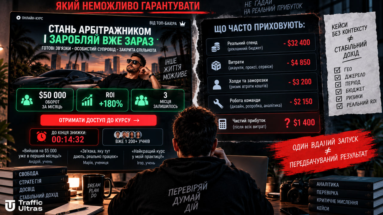 Як курси з арбітражу трафіку приховують витрати, ризики та реальний прибуток