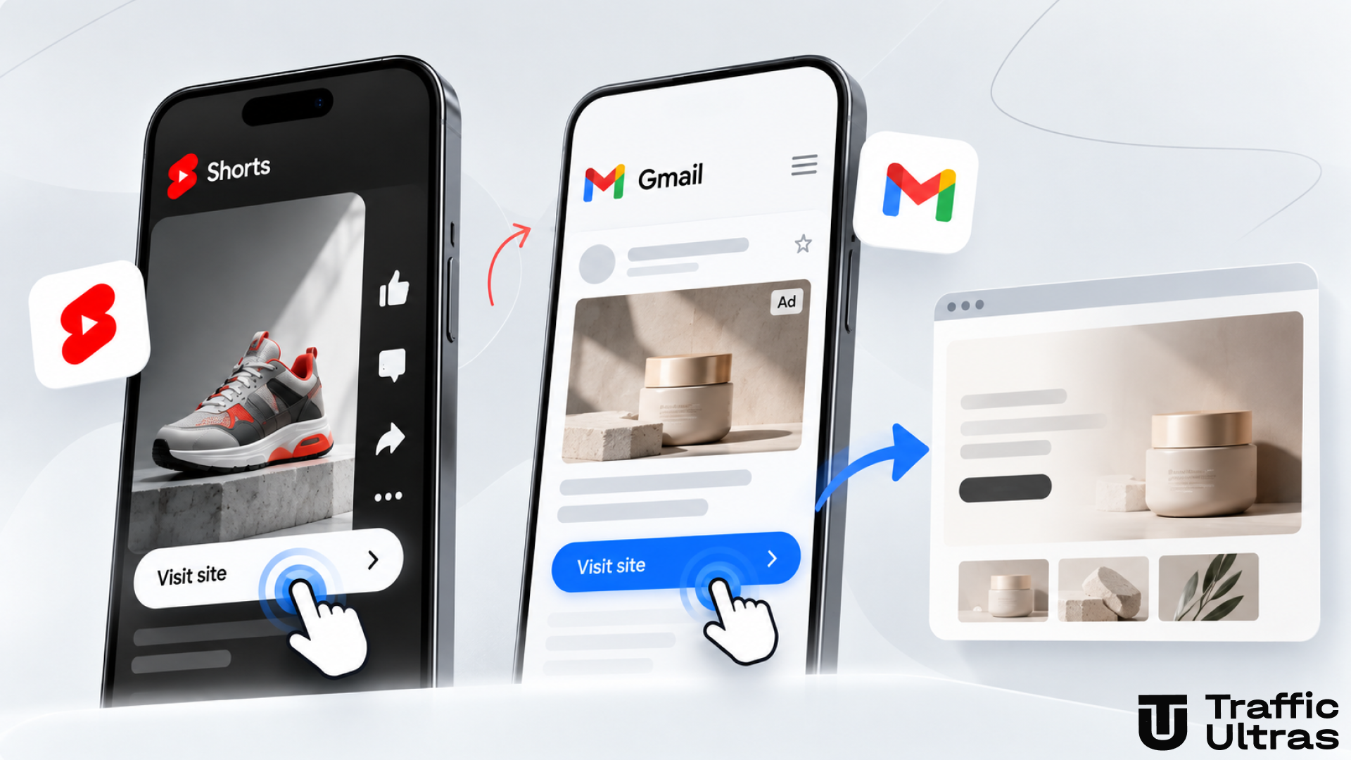 Реклама Google Demand Gen в YouTube Shorts и Gmail с переходом на лендинг в один клик
