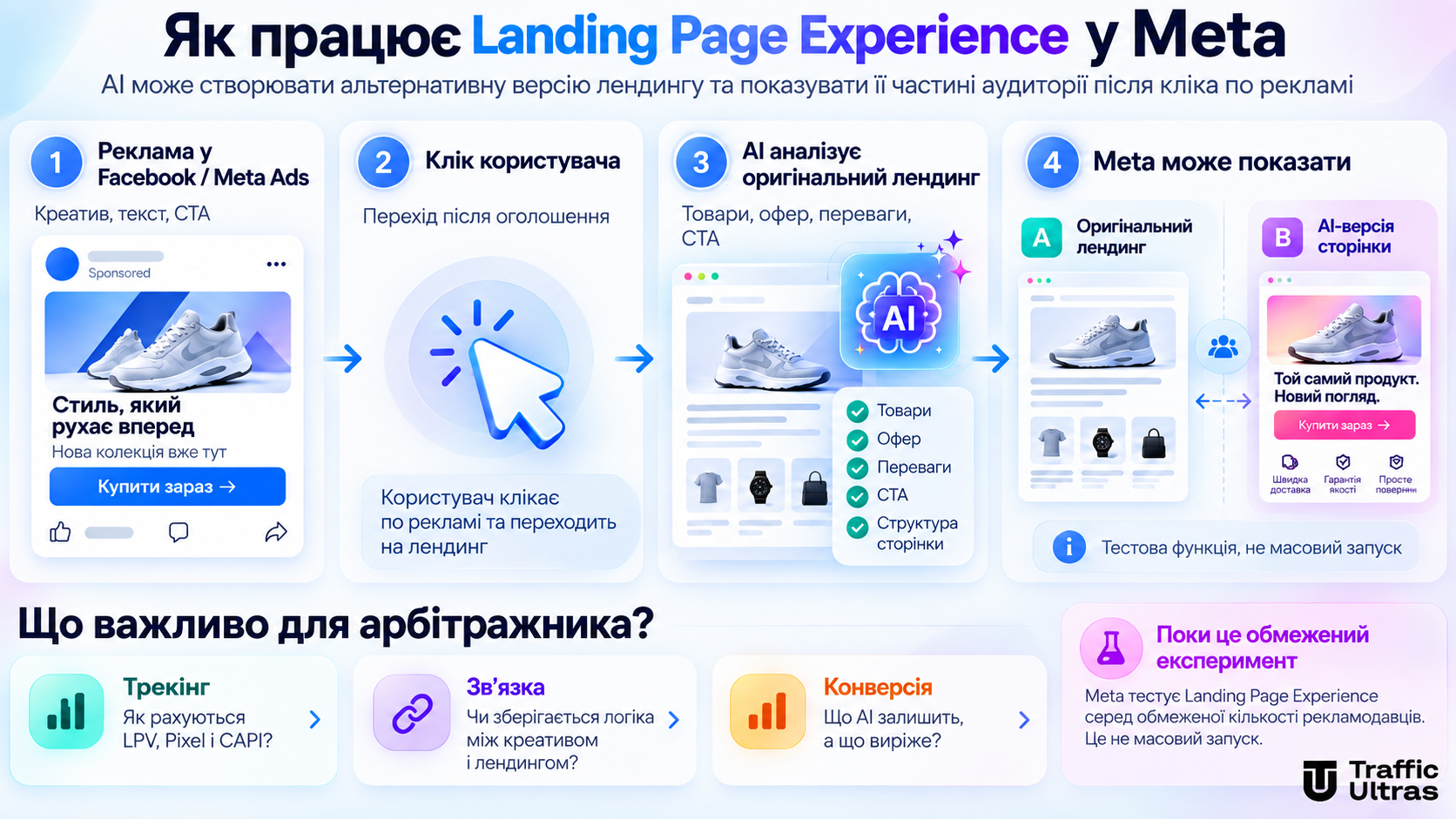 Як працює Landing Page Experience у Meta — AI аналізує лендинг і створює альтернативну версію сторінки
