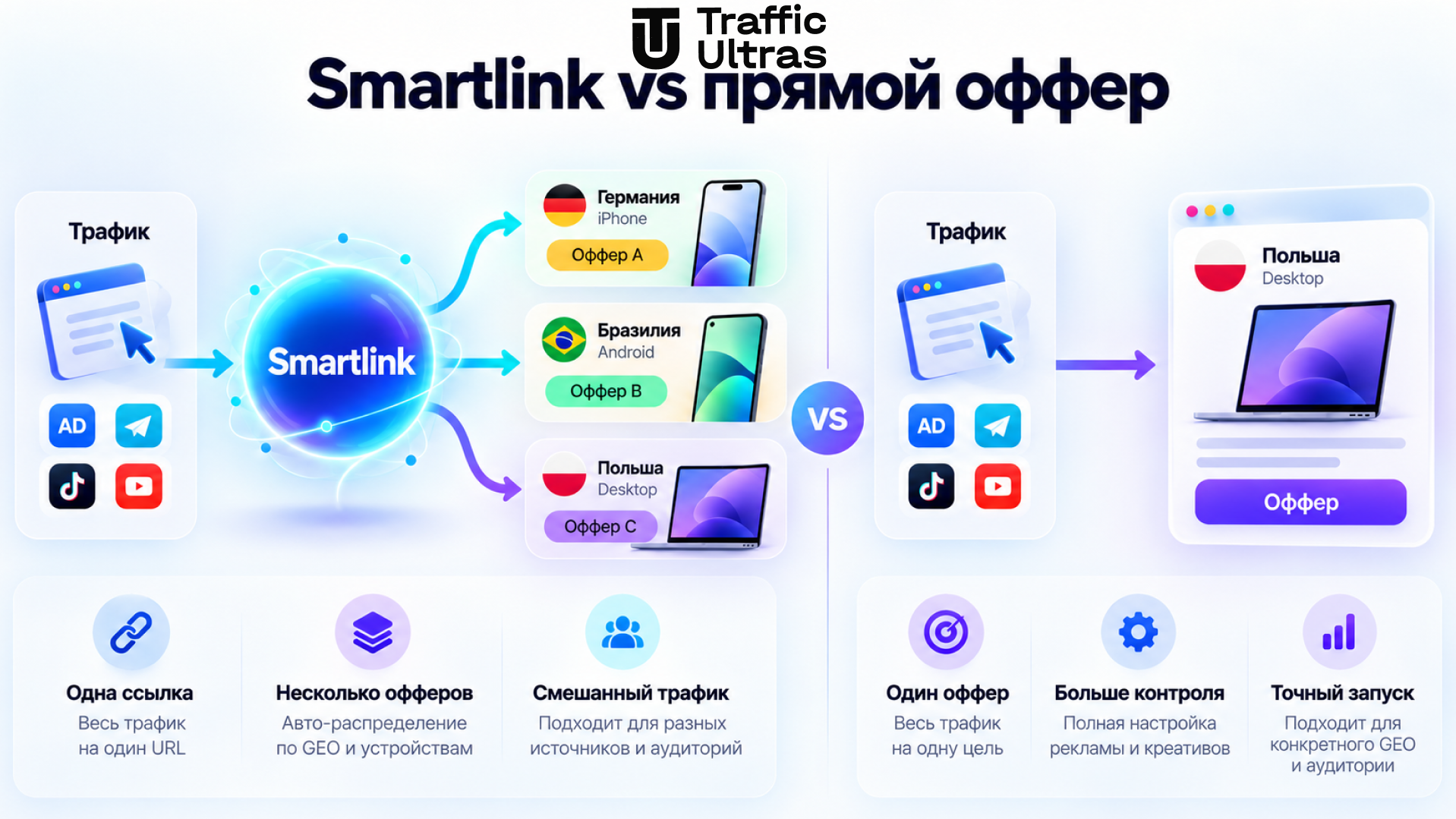 Сравнение Smartlink и прямого оффера в арбитраже трафика