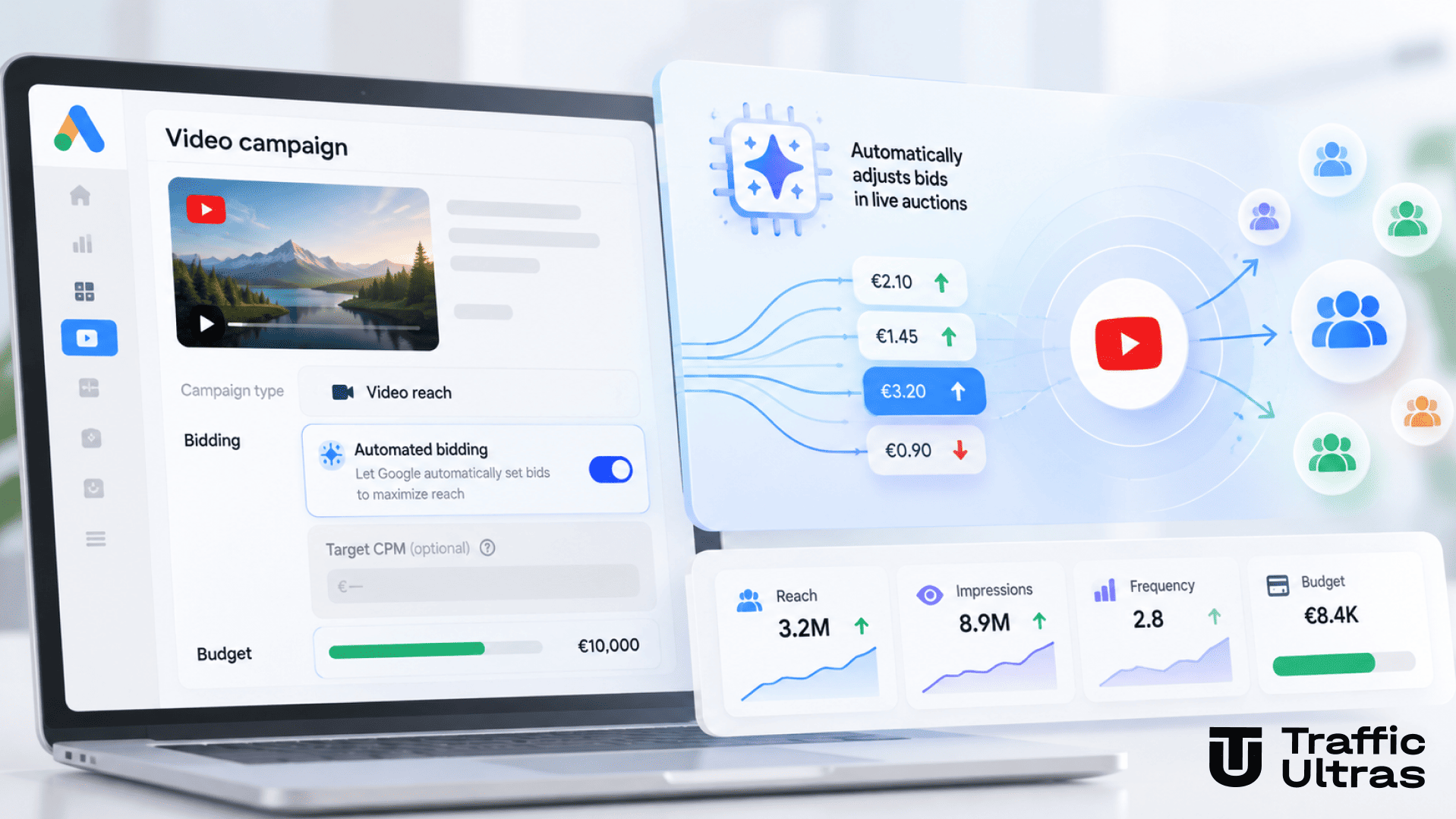 Автоматические ставки в Google Ads Video Reach для увеличения охвата на YouTube