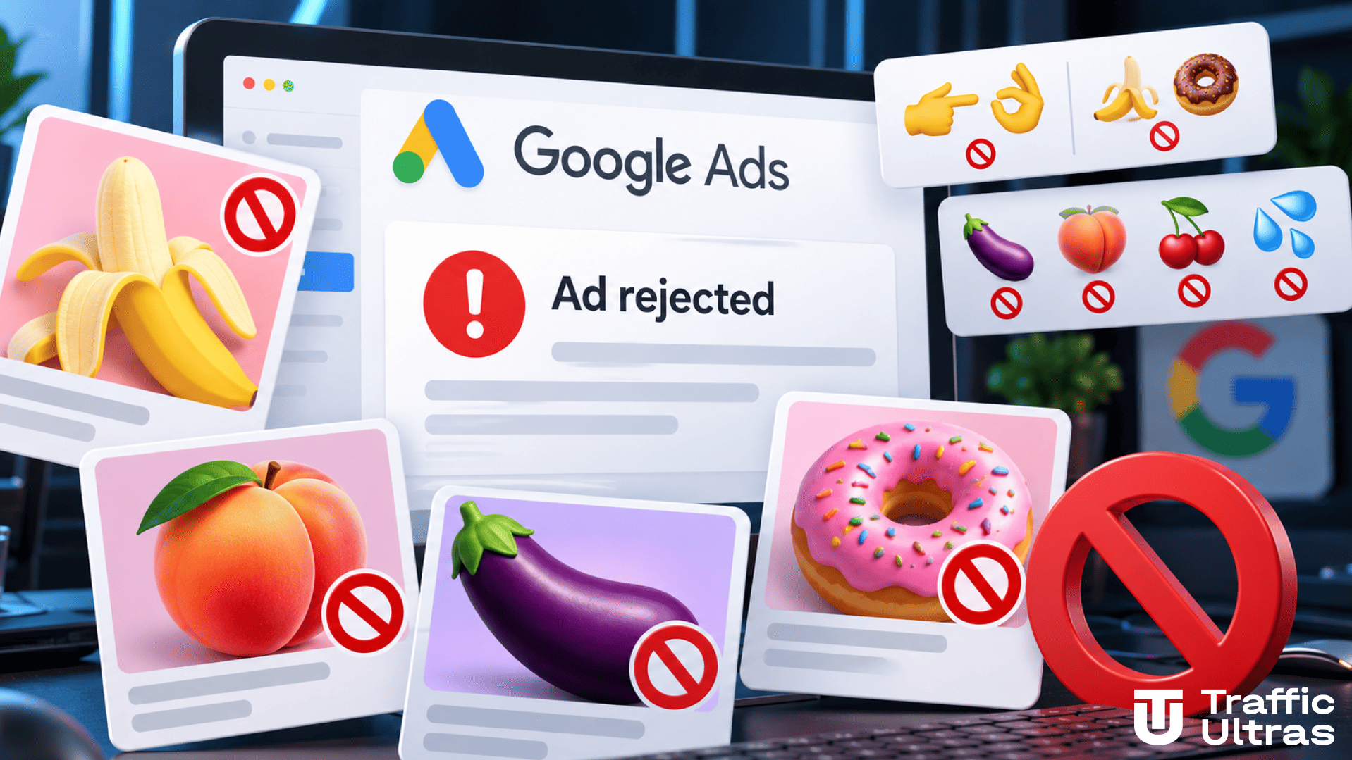 Google Ads уточнил правила сексуального контента — ограничения рекламы с бананами, баклажанами, эмодзи и двусмысленными изображениями, причины отклонения объявлений.