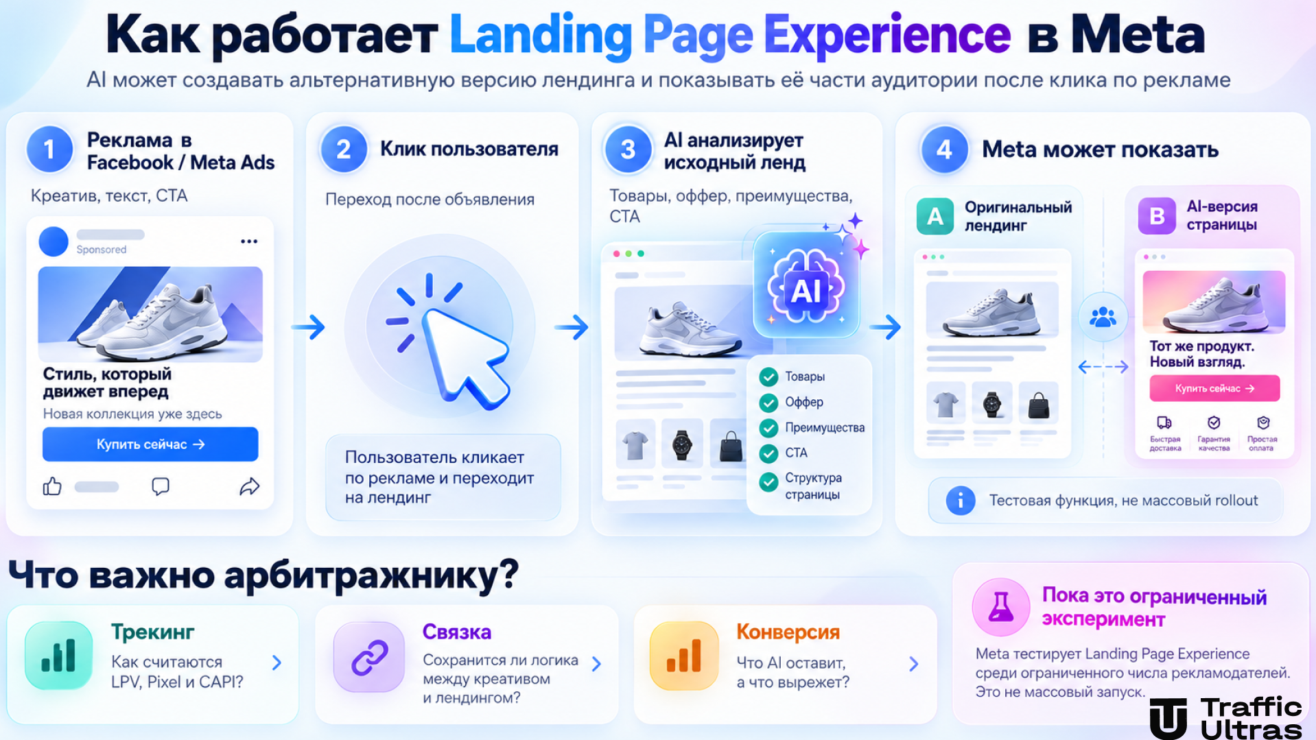 Как работает Landing Page Experience в Meta — AI анализирует лендинг и создает альтернативную версию страницы