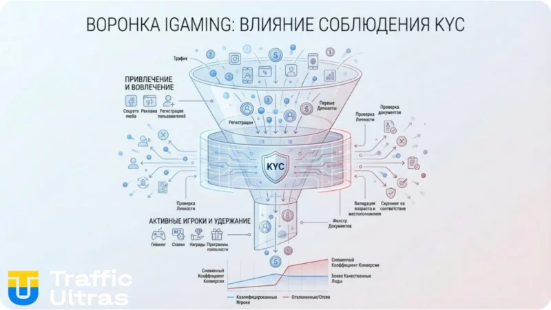Схема: влияние жесткого KYC на конверсию в гемблинге.