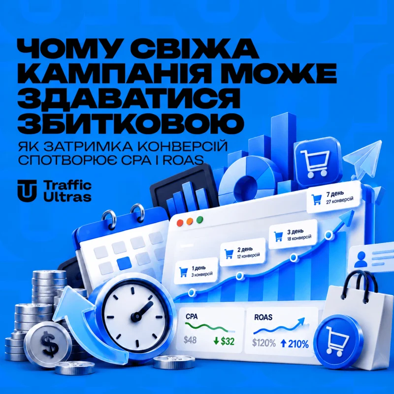 Чому свіжа кампанія може здаватися збитковою: як затримка конверсій спотворює CPA та ROAS