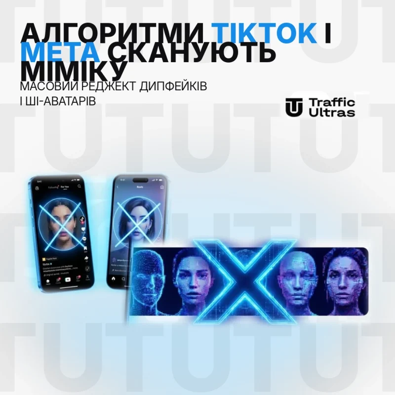 Алгоритми TikTok і Meta сканують міміку: килимовий реджект дипфейків та ШІ-аватарів