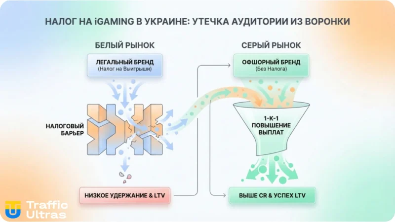 Инфографика Traffic Ultras: Математический абсурд начисления налога на выигрыш в Украине.