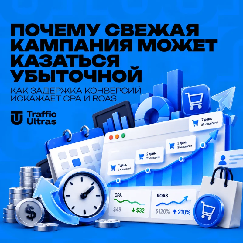 Почему свежая кампания может казаться убыточной: как задержка конверсий искажает CPA и ROAS
