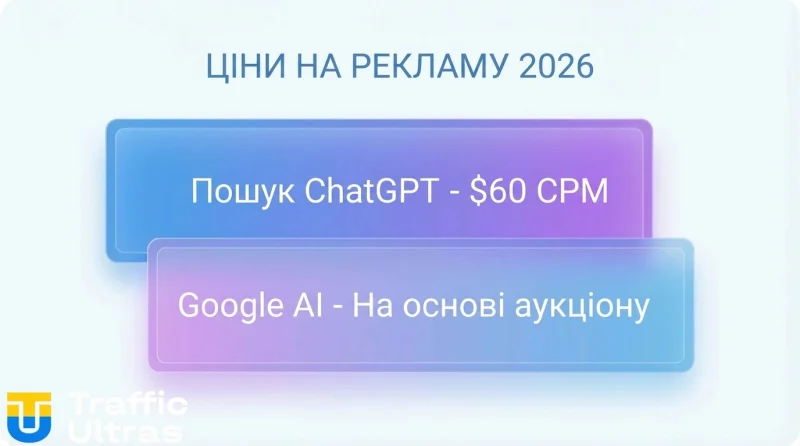 Порівняння класичного пошуку та AI Overviews з рекламою.