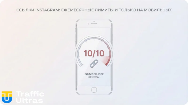 Лимит на 10 ссылок в месяц для постов в Инстаграм.