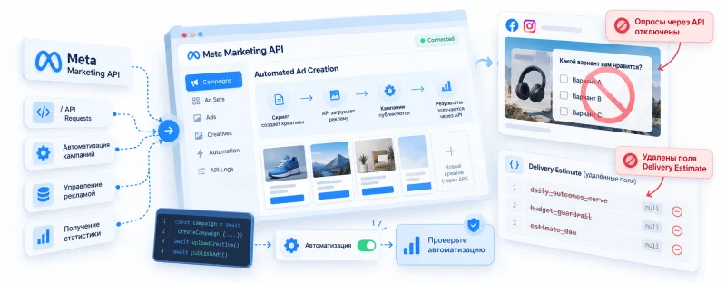 Meta Marketing API v26.0 — отключение рекламных опросов, удаление полей Delivery Estimate и изменения в автоматизации рекламы.