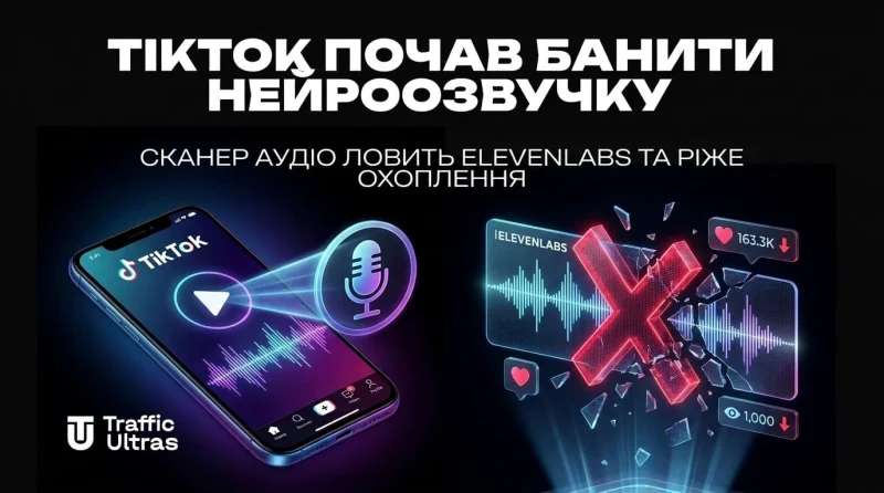 TikTok почав банити нейроозвучку: сканер аудіо ловить ElevenLabs і ріже охоплення