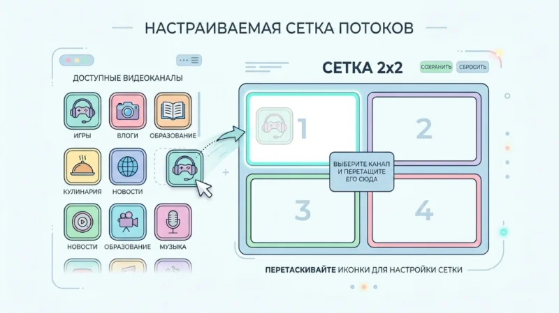 Кастомизация сетки стримов в YouTube Multiview